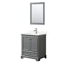 Wyndham Collection Deborah 30" Free Standing Single Basin Vanity Set with Cabinet, Quartz Vanity Top, and Framed Mirror Dark Gray / Giotto Quartz Top / Polished Chrome Hardware