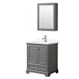 Wyndham Collection Deborah 30" Free Standing Single Basin Vanity Set with Cabinet, Quartz Vanity Top, and Medicine Cabinet Dark Gray / Giotto Quartz Top / Polished Chrome Hardware