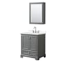 Wyndham Collection Deborah 30" Free Standing Single Basin Vanity Set with Cabinet, Quartz Vanity Top, and Medicine Cabinet Dark Gray / Giotto Quartz Top / Polished Chrome Hardware
