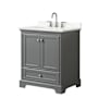 Wyndham Collection Deborah 30" Free Standing Single Basin Vanity Set with Cabinet and Quartz Vanity Top Dark Gray / Giotto Quartz Top / Polished Chrome Hardware