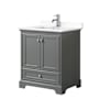 Wyndham Collection Deborah 30" Free Standing Single Basin Vanity Set with Cultured Marble Vanity Top Dark Gray / White Cultured Marble Top / Polished Chrome Hardware