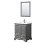 Wyndham Collection Deborah 30" Free Standing Single Basin Vanity Set with Cabinet, Quartz Vanity Top, and Framed Mirror Dark Gray / White Quartz Top / Polished Chrome Hardware
