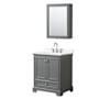 Wyndham Collection Deborah 30" Free Standing Single Basin Vanity Set with Cabinet, Quartz Vanity Top, and Medicine Cabinet Dark Gray / White Quartz Top / Polished Chrome Hardware