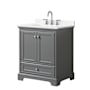 Wyndham Collection Deborah 30" Free Standing Single Basin Vanity Set with Cabinet and Quartz Vanity Top Dark Gray / White Quartz Top / Polished Chrome Hardware
