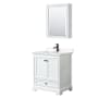 Wyndham Collection Deborah 30" Free Standing Single Basin Vanity Set with Cultured Marble Vanity Top and Framed Mirror White / Carrara Cultured Marble Top / Matte Black Hardware