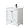 Wyndham Collection Deborah 30" Free Standing Single Basin Vanity Set with Cultured Marble Vanity Top White / Carrara Cultured Marble Top / Matte Black Hardware