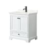 Wyndham Collection Deborah 30" Free Standing Single Basin Vanity Set with Cabinet and Quartz Vanity Top White / Giotto Quartz Top / Matte Black Hardware