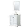 Wyndham Collection Deborah 30" Free Standing Single Basin Vanity Set with Cabinet, Quartz Vanity Top, and Framed Mirror White / Giotto Quartz Top / Matte Black Hardware