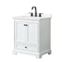 Wyndham Collection Deborah 30" Free Standing Single Basin Vanity Set with Cabinet and Quartz Vanity Top White / Giotto Quartz Top / Matte Black Hardware