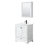 Wyndham Collection Deborah 30" Free Standing Single Basin Vanity Set with Cultured Marble Vanity Top and Framed Mirror White / White Cultured Marble Top / Matte Black Hardware
