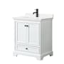 Wyndham Collection Deborah 30" Free Standing Single Basin Vanity Set with Cabinet and Quartz Vanity Top White / White Quartz Top / Matte Black Hardware