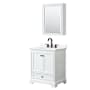 Wyndham Collection Deborah 30" Free Standing Single Basin Vanity Set with Cabinet, Quartz Vanity Top, and Medicine Cabinet White / White Quartz Top / Matte Black Hardware