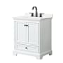 Wyndham Collection Deborah 30" Free Standing Single Basin Vanity Set with Cabinet and Quartz Vanity Top White / White Quartz Top / Matte Black Hardware