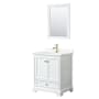Wyndham Collection Deborah 30" Free Standing Single Basin Vanity Set with Cabinet, Quartz Vanity Top, and Framed Mirror White / Giotto Quartz Top / Brushed Gold Hardware