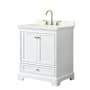 Wyndham Collection Deborah 30" Free Standing Single Basin Vanity Set with Cabinet and Quartz Vanity Top White / Giotto Quartz Top / Brushed Gold Hardware