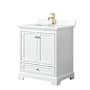 Wyndham Collection Deborah 30" Free Standing Single Basin Vanity Set with Cultured Marble Vanity Top White / White Cultured Marble Top / Brushed Gold Hardware