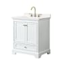 Wyndham Collection Deborah 30" Free Standing Single Basin Vanity Set with Cabinet and Quartz Vanity Top White / White Quartz Top / Brushed Gold Hardware