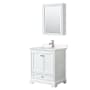 Wyndham Collection Deborah 30" Free Standing Single Basin Vanity Set with Cultured Marble Vanity Top and Framed Mirror White / Carrara Cultured Marble Top / Polished Chrome Hardware