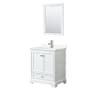 Wyndham Collection Deborah 30" Free Standing Single Basin Vanity Set with Cabinet, Quartz Vanity Top, and Framed Mirror White / Giotto Quartz Top / Polished Chrome Hardware