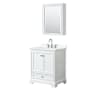 Wyndham Collection Deborah 30" Free Standing Single Basin Vanity Set with Cabinet, Quartz Vanity Top, and Medicine Cabinet White / Giotto Quartz Top / Polished Chrome Hardware