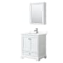 Wyndham Collection Deborah 30" Free Standing Single Basin Vanity Set with Cultured Marble Vanity Top and Framed Mirror White / White Cultured Marble Top / Polished Chrome Hardware