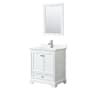 Wyndham Collection Deborah 30" Free Standing Single Basin Vanity Set with Cabinet, Quartz Vanity Top, and Framed Mirror White / White Quartz Top / Polished Chrome Hardware