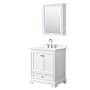 Wyndham Collection Deborah 30" Free Standing Single Basin Vanity Set with Cabinet, Quartz Vanity Top, and Medicine Cabinet White / White Quartz Top / Polished Chrome Hardware