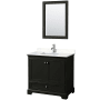 Wyndham Collection Deborah 36" Free Standing Single Basin Vanity Set with Cultured Marble Vanity Top and Framed Mirror Dark Espresso / Carrara Cultured Marble Top / Polished Chrome Hardware