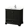 Wyndham Collection Deborah 36" Free Standing Single Basin Vanity Set with Cultured Marble Vanity Top Dark Espresso / Carrara Cultured Marble Top / Polished Chrome Hardware