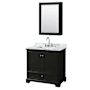 Wyndham Collection Deborah 36" Free Standing Single Vanity Set with Wood Cabinet, Marble Vanity Top, and Medicine Cabinet Dark Espresso / White Carrara Marble Top / Polished Chrome Hardware