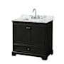 Wyndham Collection Deborah 36" Free Standing Single Vanity Set with Wood Cabinet and Marble Vanity Top Dark Espresso / White Carrara Marble Top / Polished Chrome Hardware