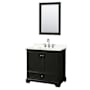 Wyndham Collection Deborah 36" Free Standing Single Basin Vanity Set with Cabinet, Quartz Vanity Top, and Framed Mirror Dark Espresso / Giotto Quartz Top / Polished Chrome Hardware