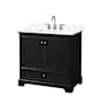 Wyndham Collection Deborah 36" Free Standing Single Basin Vanity Set with Cabinet and Quartz Vanity Top Dark Espresso / Giotto Quartz Top / Polished Chrome Hardware