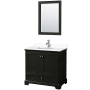 Wyndham Collection Deborah 36" Free Standing Single Basin Vanity Set with Cultured Marble Vanity Top and Framed Mirror Dark Espresso / White Cultured Marble Top / Polished Chrome Hardware