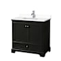 Wyndham Collection Deborah 36" Free Standing Single Basin Vanity Set with Cultured Marble Vanity Top Dark Espresso / White Cultured Marble Top / Polished Chrome Hardware