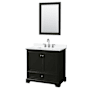 Wyndham Collection Deborah 36" Free Standing Single Basin Vanity Set with Cabinet, Quartz Vanity Top, and Framed Mirror Dark Espresso / White Quartz Top / Polished Chrome Hardware