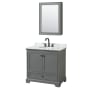 Dark Gray / White Carrara Marble Top / Matte Black Hardware