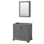 Wyndham Collection Deborah 35-1/4" Free Standing Single Wood Vanity Cabinet Only with Mirror - Less Vanity Top Dark Gray / Matte Black Hardware