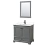 Wyndham Collection Deborah 36" Free Standing Single Basin Vanity Set with Cultured Marble Vanity Top and Framed Mirror Dark Gray / White Cultured Marble Top / Matte Black Hardware