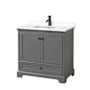 Wyndham Collection Deborah 36" Free Standing Single Basin Vanity Set with Cultured Marble Vanity Top Dark Gray / White Cultured Marble Top / Matte Black Hardware