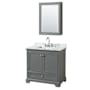 Wyndham Collection Deborah 36" Free Standing Single Vanity Set with Wood Cabinet, Marble Vanity Top, and Medicine Cabinet Dark Gray / White Carrara Marble Top / Polished Chrome Hardware