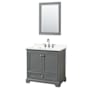 Wyndham Collection Deborah 36" Free Standing Single Basin Vanity Set with Cabinet, Quartz Vanity Top, and Framed Mirror Dark Gray / Giotto Quartz Top / Polished Chrome Hardware