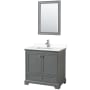 Wyndham Collection Deborah 36" Free Standing Single Basin Vanity Set with Cultured Marble Vanity Top and Framed Mirror Dark Gray / White Cultured Marble Top / Polished Chrome Hardware