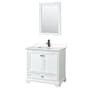 Wyndham Collection Deborah 36" Free Standing Single Basin Vanity Set with Cultured Marble Vanity Top and Framed Mirror White / Carrara Cultured Marble Top / Matte Black Hardware