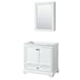 Wyndham Collection Deborah 35-1/4" Free Standing Single Wood Vanity Cabinet Only with Mirror - Less Vanity Top White / Matte Black Hardware