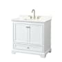Wyndham Collection Deborah 36" Free Standing Single Basin Vanity Set with Cabinet and Quartz Vanity Top White / Giotto Quartz Top / Brushed Gold Hardware
