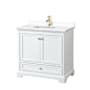 Wyndham Collection Deborah 36" Free Standing Single Basin Vanity Set with Cultured Marble Vanity Top White / White Cultured Marble Top / Brushed Gold Hardware