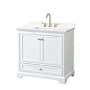 Wyndham Collection Deborah 36" Free Standing Single Basin Vanity Set with Cabinet and Quartz Vanity Top White / White Quartz Top / Brushed Gold Hardware