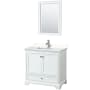 Wyndham Collection Deborah 36" Free Standing Single Basin Vanity Set with Cultured Marble Vanity Top and Framed Mirror White / Carrara Cultured Marble Top / Polished Chrome Hardware