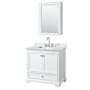 Wyndham Collection Deborah 36" Free Standing Single Vanity Set with Wood Cabinet, Marble Vanity Top, and Medicine Cabinet White / White Carrara Marble Top / Polished Chrome Hardware